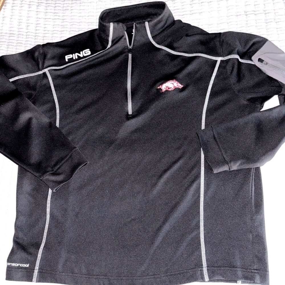 Ping Arkansas Razorbacks Men’s 1/4 Zip Pullover with Sleeve Pocket Golf Large